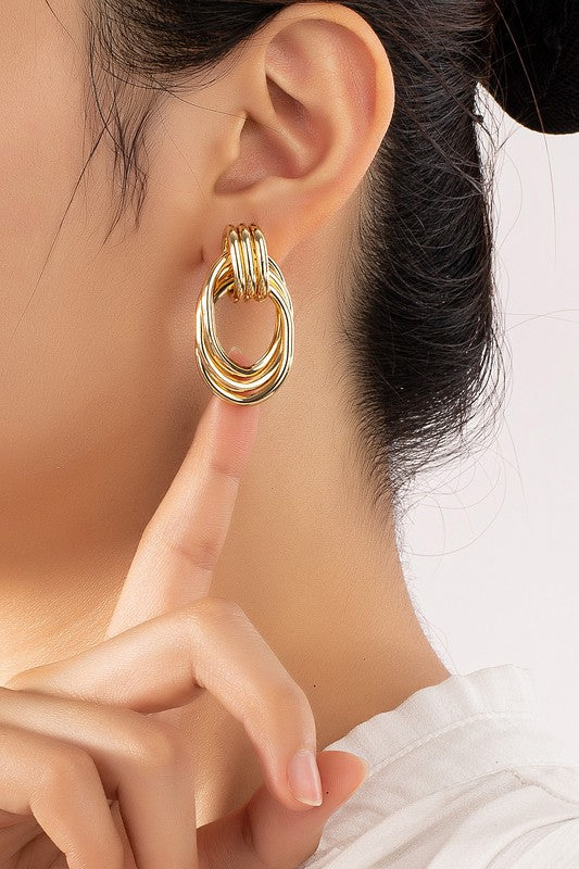 The Knot Trio Premium  Metal  Earrings