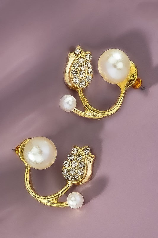 Pearl and Flower ear jacket