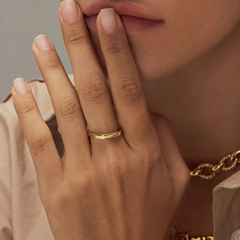Simple And Classic Horizontal Strip Stainless Steel Ring