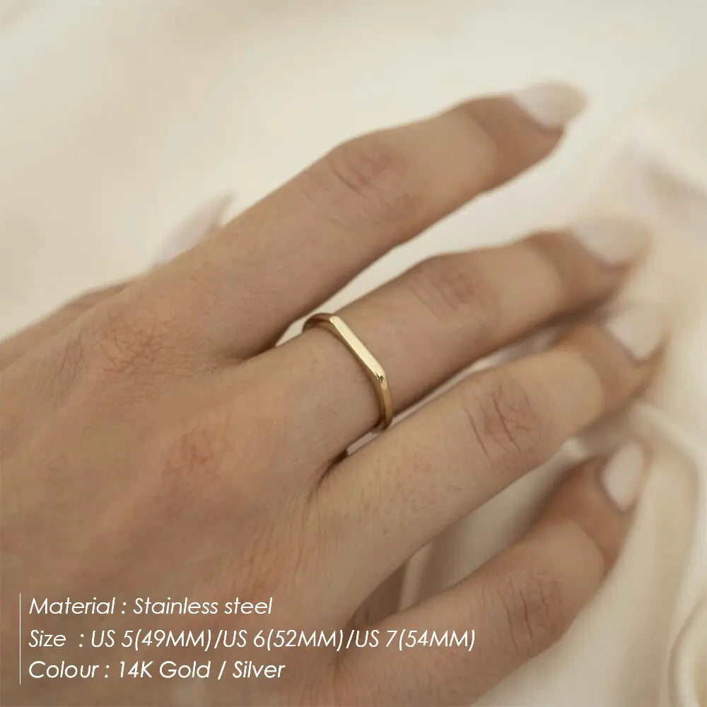 Simple And Classic Horizontal Strip Stainless Steel Ring