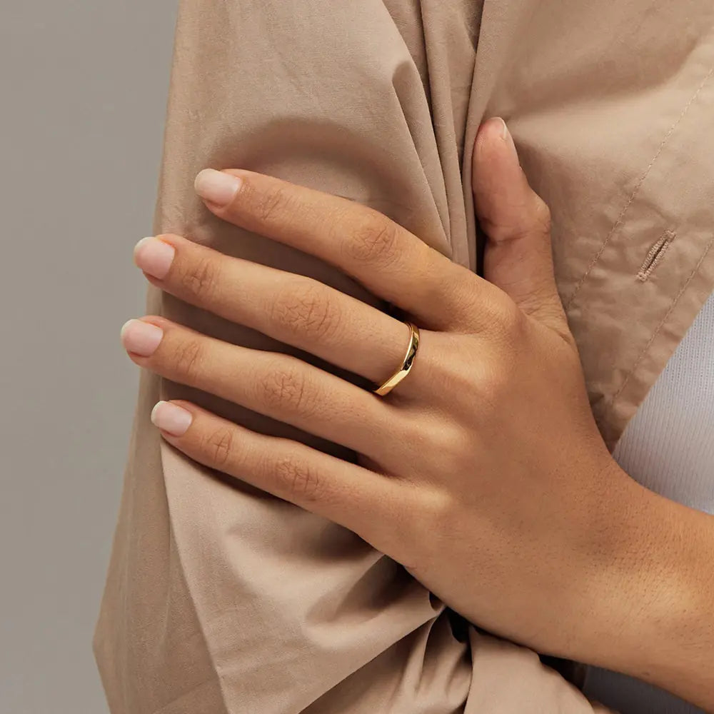 Simple And Classic Horizontal Strip Stainless Steel Ring